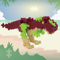 Plus-Plus 7266 Geniales Konstruktionsspielzeug, Dinosaurier-Mix, Bundle aus 4 verschiedenen Kreativ-Bausteine Tubes inkl. Bauplatte, 400 Teile, Mischfarben