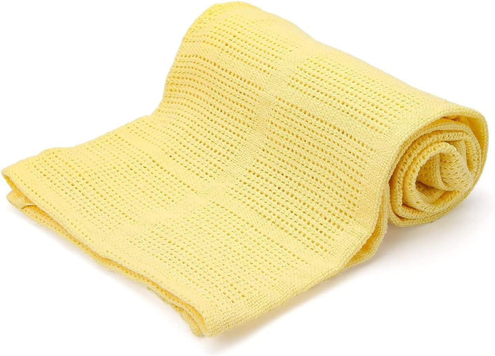 Family Bedding Couverture Cellulaire Rose pour Lit Double, Coton, Grand Couvre-lit Réversible, Légère, Thermique, Douce, Couverture Cellulaire Traditionnelle, 230 X 230 Cm Couettes et Couettes Naty Shop Jaune Lit Double (230X230Cm)