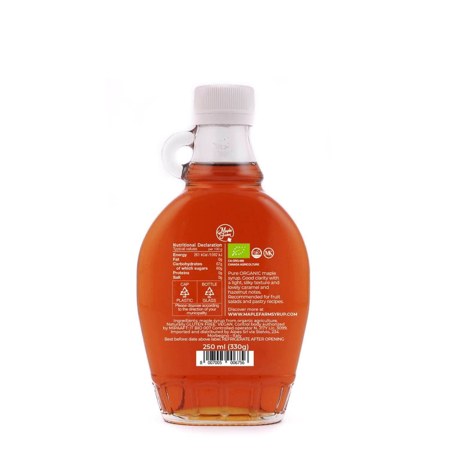 Maplefarm - Sirop de arțar organic pur canadian închis, grad A, închis, aromă puternică - 250 ml Indulcitori Naty Shop