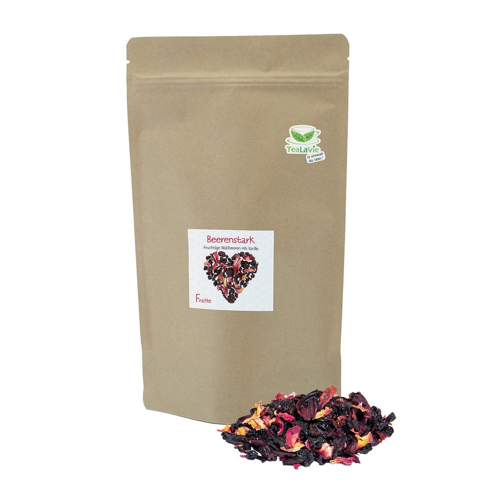 Tealavie - Thé pour enfants sans sucre - Fraises des bois et rhubarbe (200 g) Tealavie Fruit - Thé aux fruits en vrac