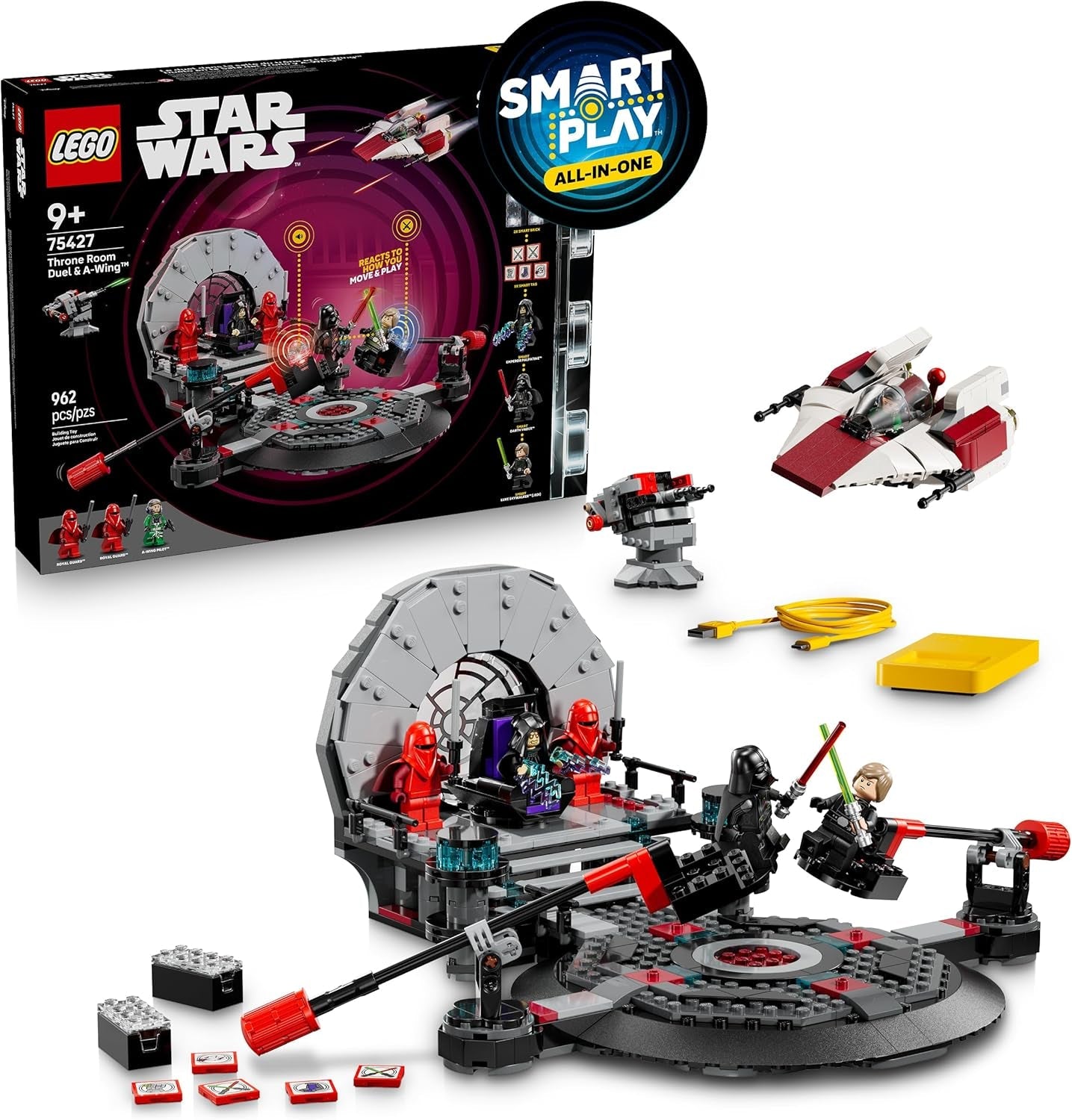 LEGO Star Wars 75421 SMART Play: Darth Vaders TIE Fighter - Interaktives All-in-1 Spielset mit SMART Brick, Tag, Minifigur & Ladegerät - Geschenk für Jungen, Mädchen ab 8 Jahren und Erwachsene Fans