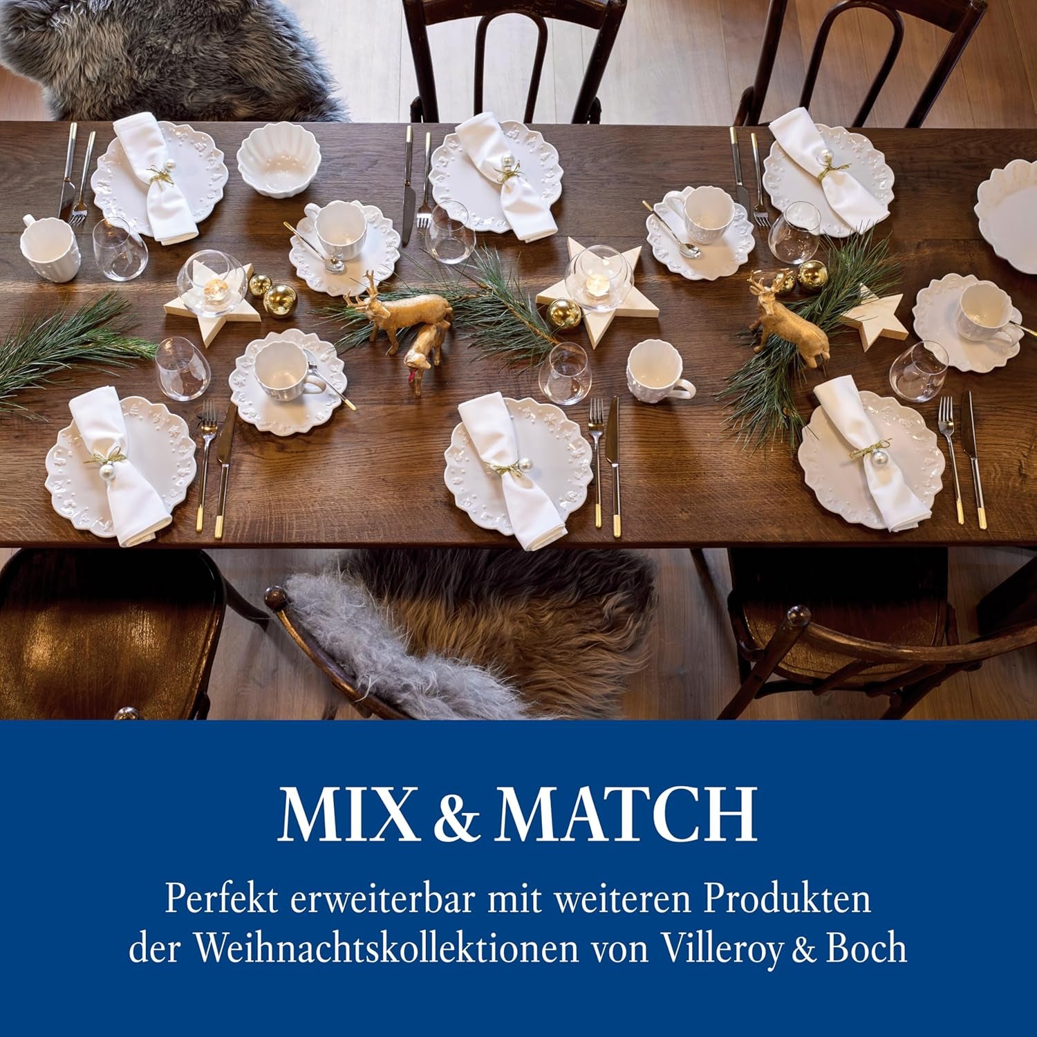 Villeroy & Boch Toy's Delight Royal Classic Service de table 12 pièces, passe au lave-vaisselle et au micro-ondes, blanc, assiettes, service de table pour 4 personnes, vaisselle de Noël, jouets, porcelaine premium