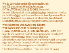 CHOCOLAT frankonia SANS SUCRE AJOUTÉ Chocolat blanc sans gluten, 80 g