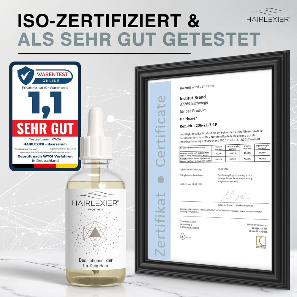 Hairlexier Remède pour la croissance des cheveux pour femme - Huile capillaire au romarin, huile capillaire à l'huile de ricin, huile de lavande, sérum capillaire naturel contre la chute diffuse des cheveux, soutient la croissance des cheveux, végétalien et biologique + Cahier de soins capillaires Naty Shop