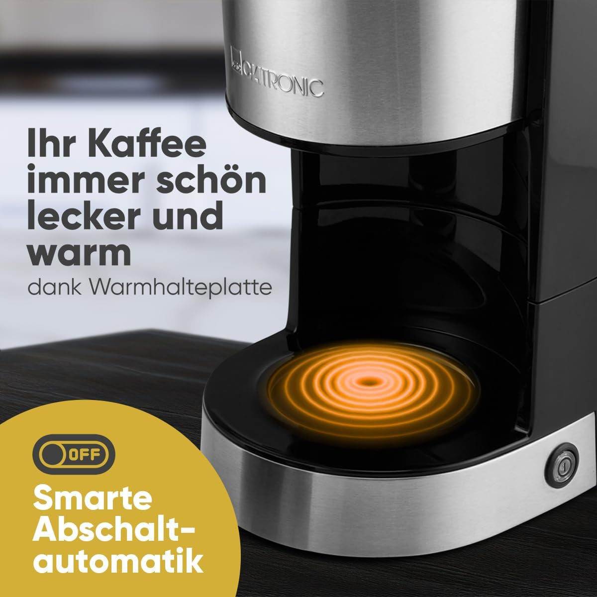 Machine à café expresso avec filtre Clatronic® | pour 12-14 tasses | Machine à café expresso avec filtre | Boîtier en acier inoxydable | Anti-goutte | Expresso | Machine à café expresso avec filtre | 800W | KA 3808