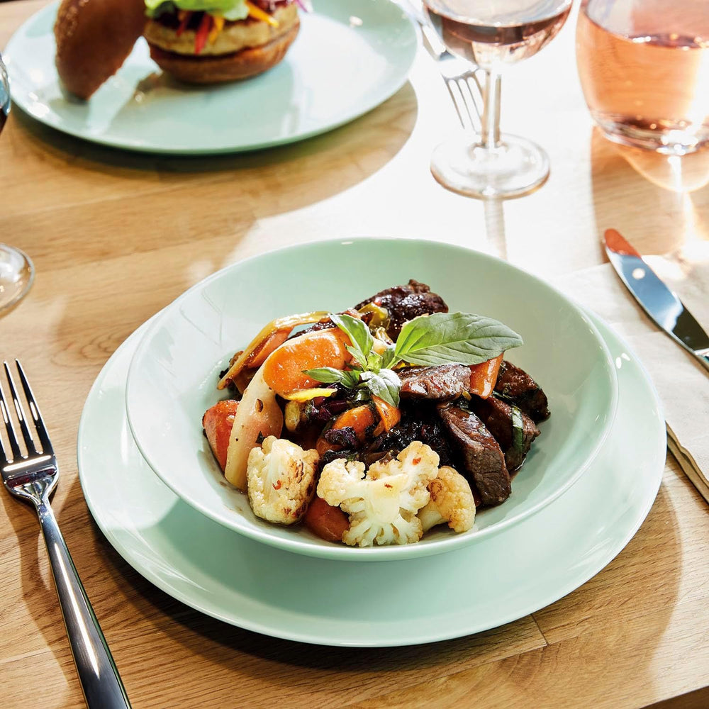 Service de table en verre opale, vert, 12 pièces, pour 4 personnes