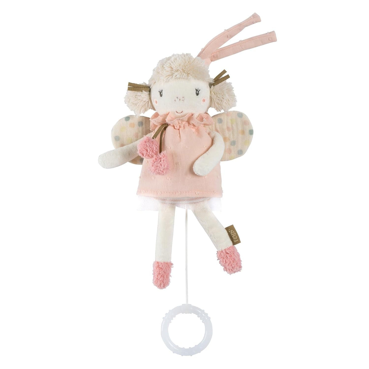 Fehn mini boîte à musique fée - peluche et aide-sommeil : boîte à musique à remontage avec la douce mélodie "Le Lac des Cygnes" apaise dans toutes les situations - pour les bébés et les jeunes enfants à partir de 0 mois Jucarii Bebe Naty Shop Fée