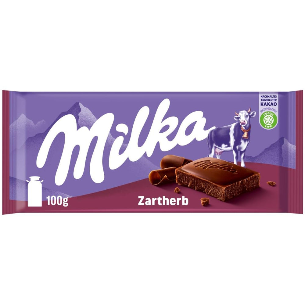 Milka Zartherb - chocolat au lait noir alpin avec une délicate touche de cacao en multipack - 25 x 90g