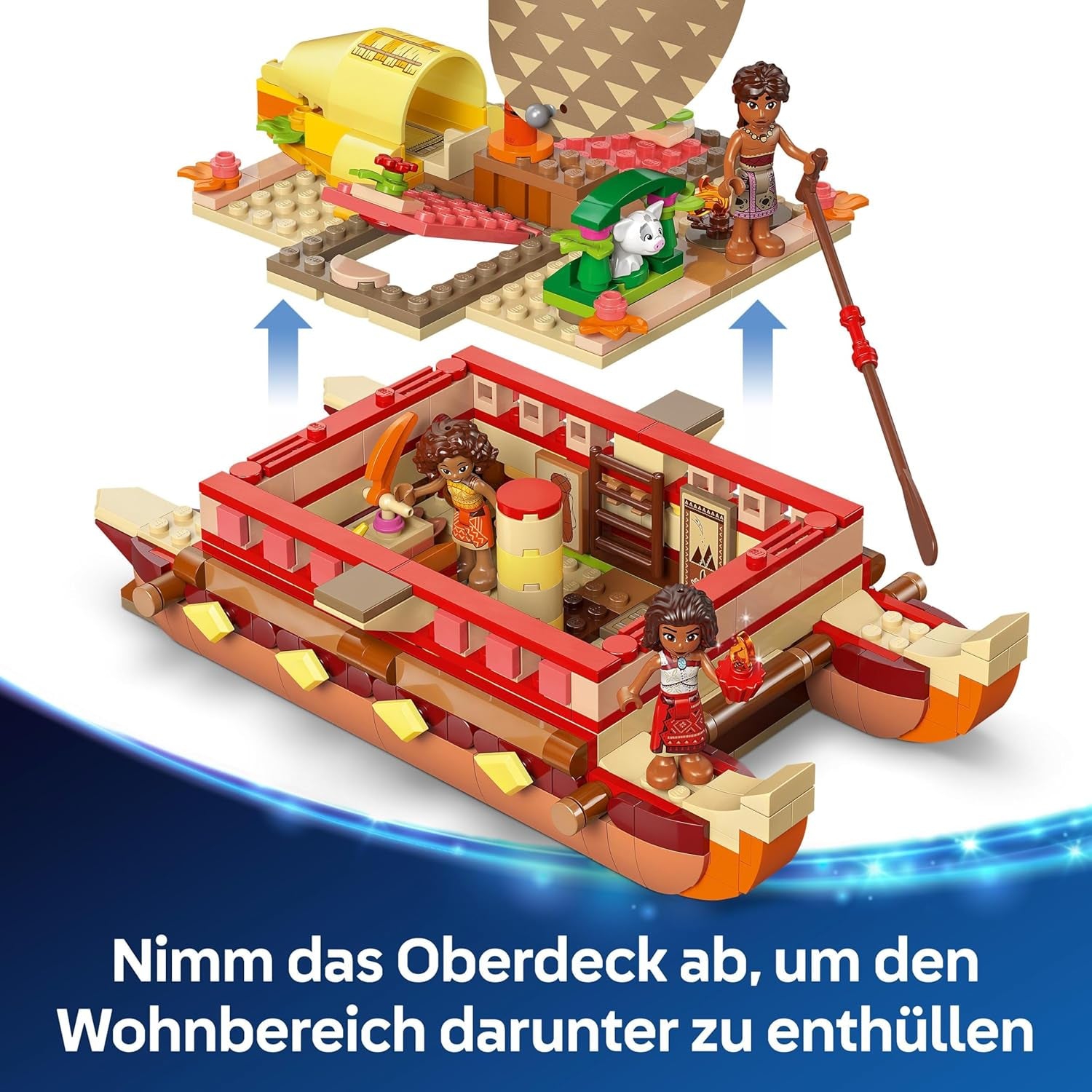 LEGO Ç€ Disney Moana 2 : Le radeau d'aventure de Moana - Bateau jouet avec voiles, pont amovible, feu de camp et 3 mini-poupées dont Loto et Moni - Cadeau pour les filles de 6 ans et plus et les fans - 43270 Jeux de construction Beuche den LEGO-Store