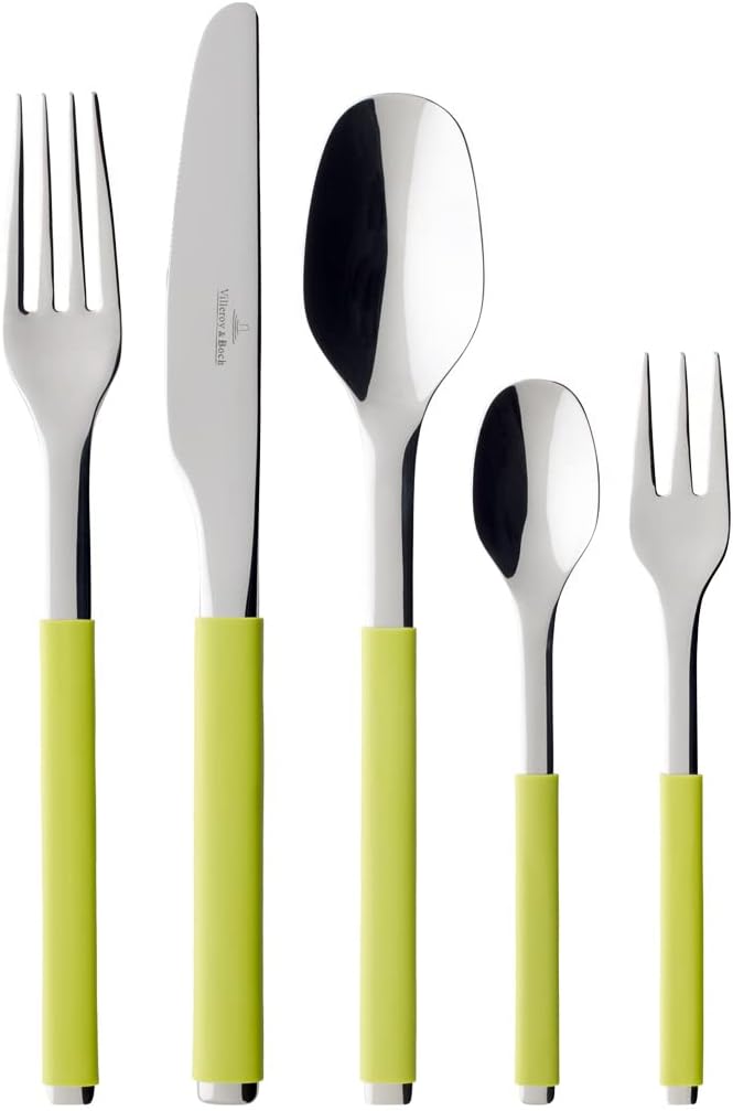 Villeroy Et Boch - S+ Taupe Ménagère En Acier Inoxydable De Haute Qualité Avec Manche En Silicone Naty Shop Vert 24 Couverts