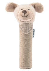 Sterntaler Baby Squeaker Lucky Dog - Jouet pour bébé en matériau doux et moelleux avec cordon - Jouet à attraper pour enfants - Premières tentatives d'attraper et de jouer, gris-beige Bebe Toys Naty Shop