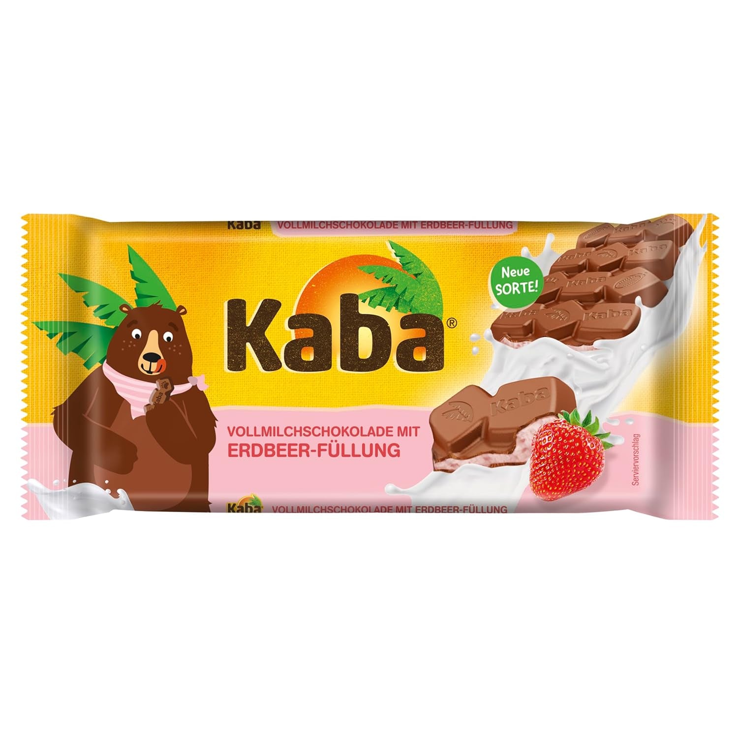 Chocolat au lait entier et crème de lait Kaba, tablette de chocolat fourrée, barre 90g, chocolat fondant à la crème de lait légère et saveur originale Kaba