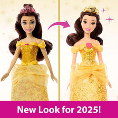 Mattel Disney Princess Toy Poupée articulée Belle avec vêtements et accessoires étincelants Cadeau inspiré du film Disney pour enfants HLW11