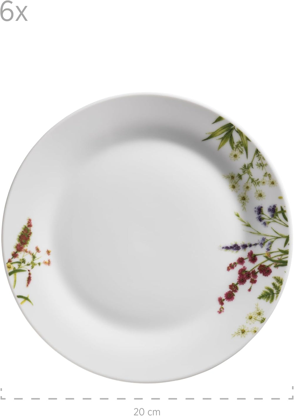 Mäser Herbal Garden Service de table 18 pièces pour 4 personnes avec assiettes plates, assiettes creuses et assiettes à dessert, porcelaine, blanc