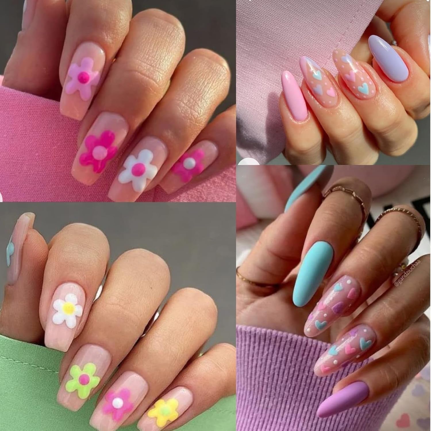 Set d'autocollants pour ongles pour le design des ongles, 4 feuilles de thèmes de décoration pour ongles, parfaits pour les ongles en gel 3D et les bandes de gel UV