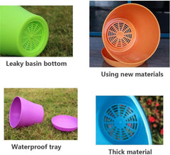 Grands pots de fleurs en plastique de 20 cm avec soucoupes, pots de fleurs blancs à arrosage automatique avec soucoupes, pots de semis en plastique, pots épais pour plantation intérieure et extérieure (6 pièces)