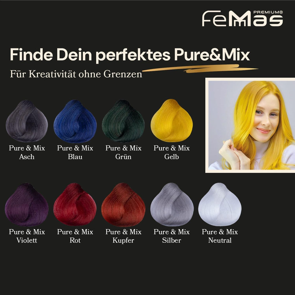 FemMas Hair Colour Pure & Mix Red I Cremă profesională cu ulei de argan, keratină și ceramide I Ca o vopsea de păr permanentă sau nuanță pentru rezultate radiante, de lungă durată I 100 ml Vopsea pentru par Naty Shop