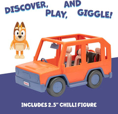 BlueY Heeler-Familienwagen; Ausflug mit Familie Heeler; enthält bewegliche Chilli-Figur; mit offenem Dach zum Einsetzen Figuren; ideal für alle 6,3 cm großen Figuren (separat erhältlich)
