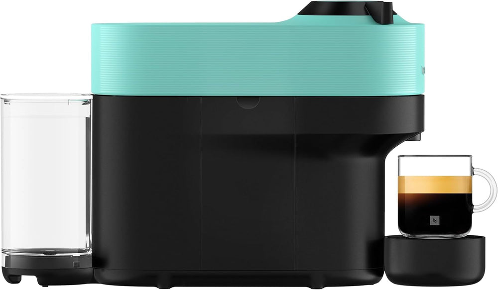 Machine à expresso avec capsules Nespresso Krups Vertuo Pop, capacité : 560 ml, reconnaissance automatique des capsules, système One Touch, 4 tailles de tasse, temps de chauffe raccourci, durable, Aqua Mint, XN9204