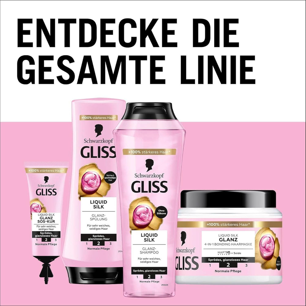 Gliss Shampooing Soie Liquide (250 ml), pour cheveux fragiles et ternes Douche et bain Naty Shop