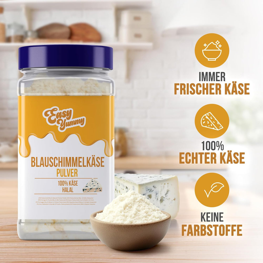 EASY YUMMY - Poudre de Käsepulver 300g | Gâteaux instantanés pour plats à emporter et snacks | Immer Bereit, Keine Kühlung Nötig | Aus 100% vrai fromage | Idéal comme garniture de pop-corn