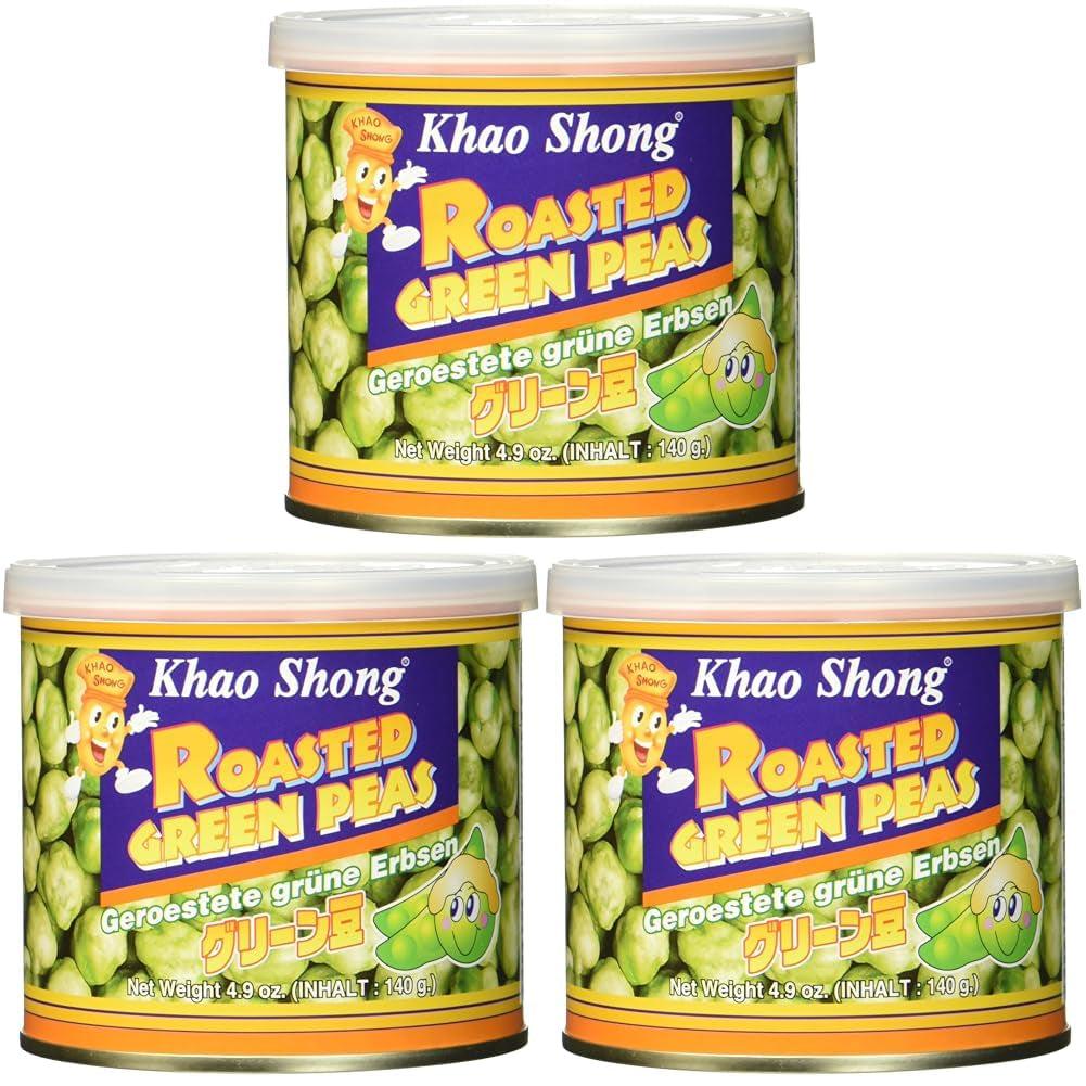 Khao Shong Pois verts frits au wasabi, pois croustillants dans une pâte épicée, une alternative faible en gras aux noix, moyennement épicé, 1 boîte de 140 g | 140 g (1 paquet)