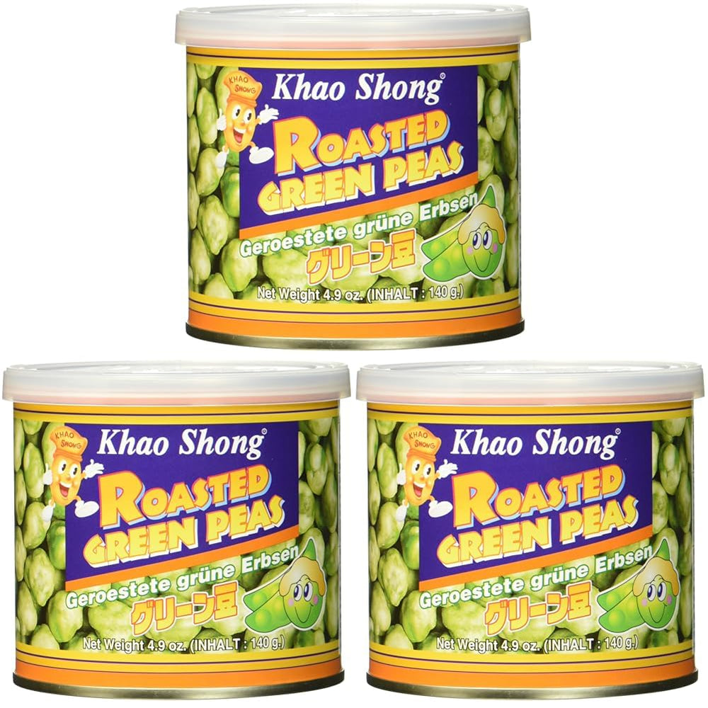 Khao Shong Pois verts frits au wasabi, pois croustillants dans une pâte épicée, une alternative faible en gras aux noix, moyennement épicé, 1 boîte de 140 g | 140 g (1 paquet)