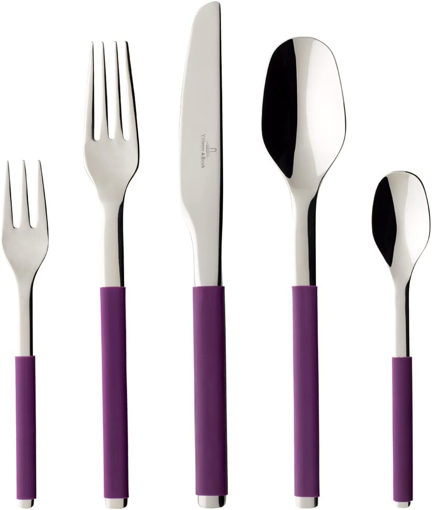 Villeroy Et Boch - S+ Taupe Ménagère En Acier Inoxydable De Haute Qualité Avec Manche En Silicone Naty Shop Lilas 30 Couverts