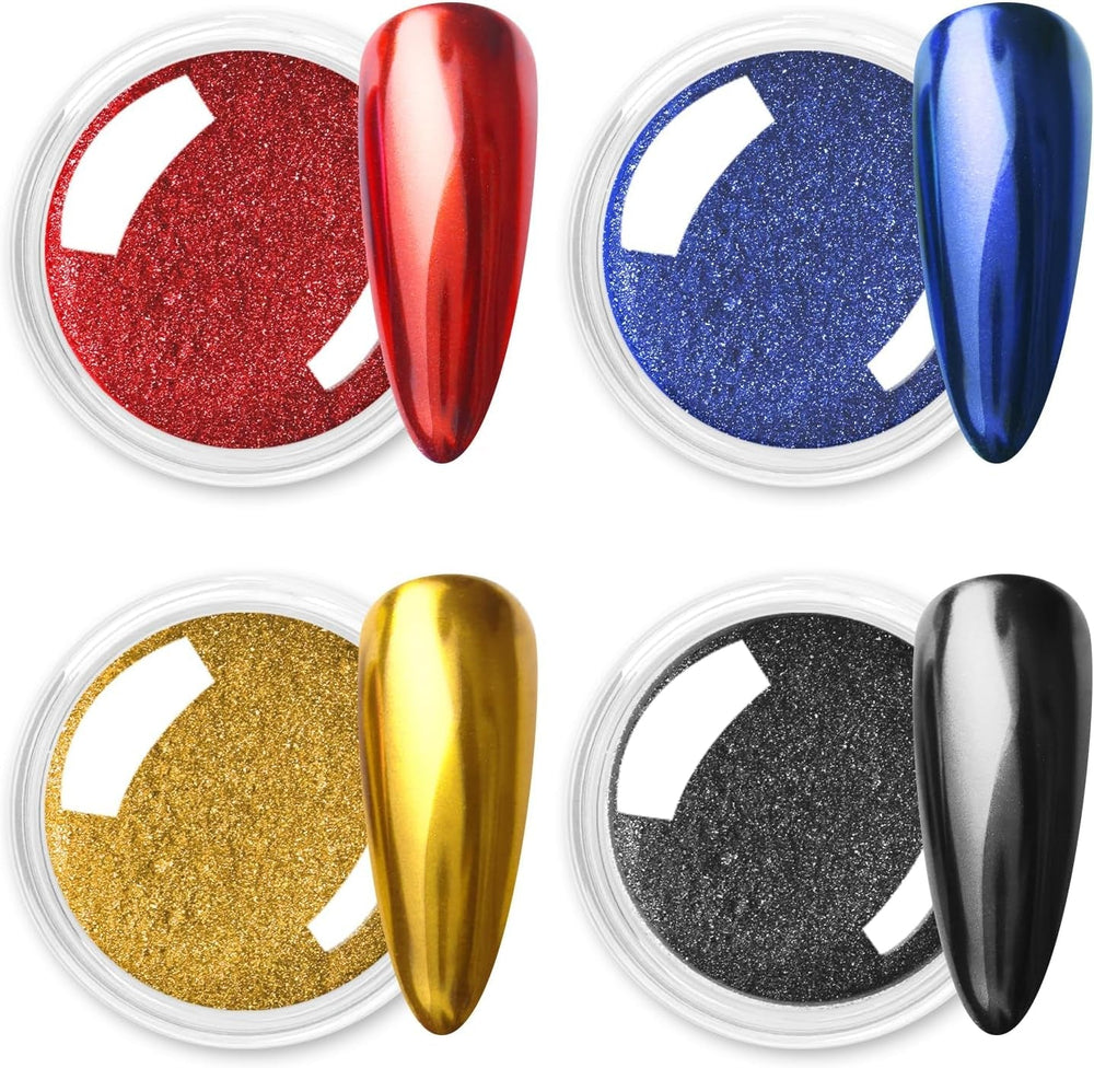 Chrome Nagel Pulver 4 couleurs irisées Aurora Pulver Metallic Spiegel Effet Pigment Nacré Merjungfrau Glitter Einhorn Glitter pour Gel Polish Nail Art Décoration-Purpurgrüner Jadeit