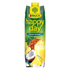 Rauch Happy Day Noix de Coco-Ananas | Un voyage aux Caraïbes | Jus de fruit d'ananas et eau de coco | 6 x 1 litre, Tetra Prisma Boissons sans alcool Naty Shop