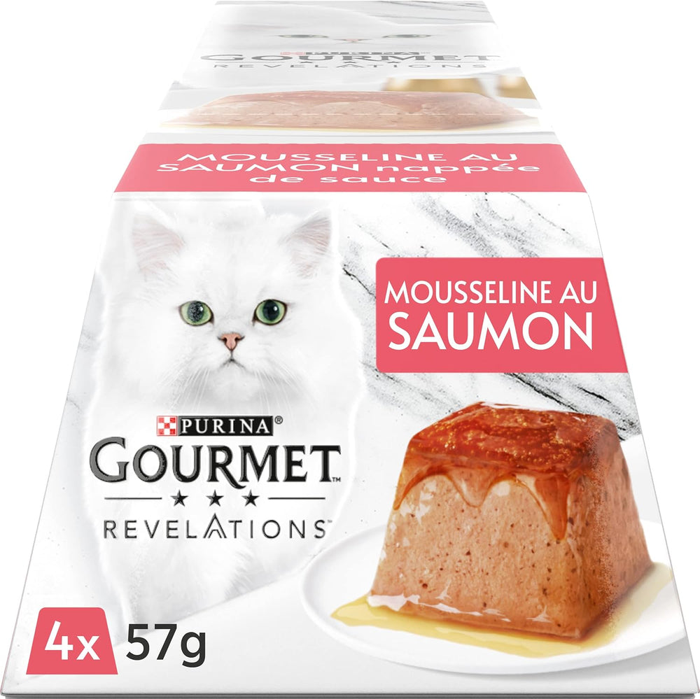 Recommandations, mousseline de saumon, sauce, portions repas pour chat adulte, 4 x 57 g
