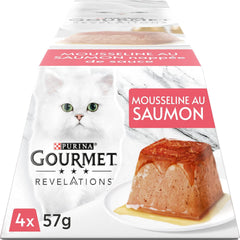 Recommandations, mousseline de saumon, sauce, portions repas pour chat adulte, 4 x 57 g