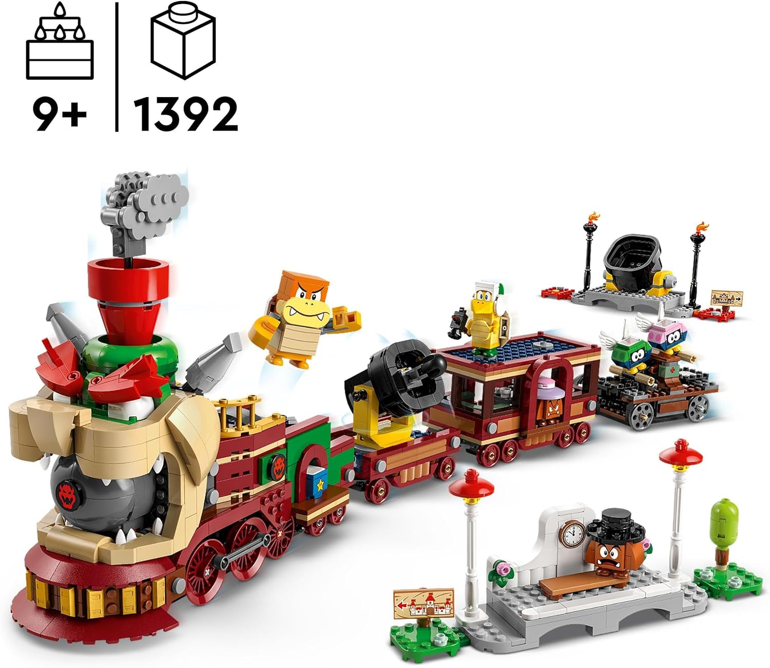 LEGO Super Mario Express Bowser Train Kids Adventure Playset avec Hammer Brother 2 Gumbas et 2 Paracrectures Nintendo Cadeau pour garçons filles joueurs 71437 Jeux de construction Besuche den LEGO-Store