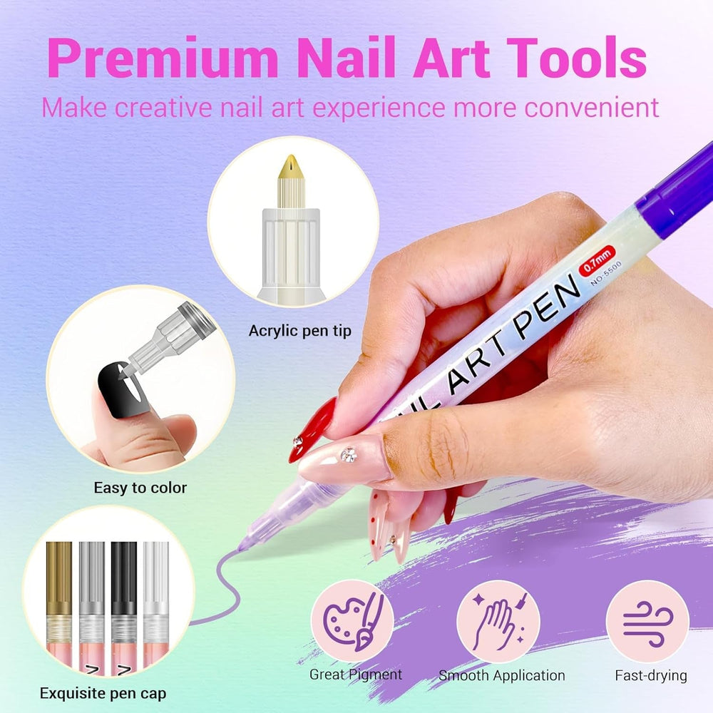 12 couleurs 3D Nagellack Stift Set, Nail Art Pen Nagellackstifte Nageldesign pour DIY Nail Art, Beauty Schönheit, Maniküre Werkzeuge, Zuhause Und Den Nagel-Diy Nageldesign Zubehör