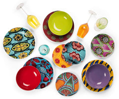 Service de table Excelsa Africa 18 pièces, porcelaine et céramique, multicolore Naty Shop