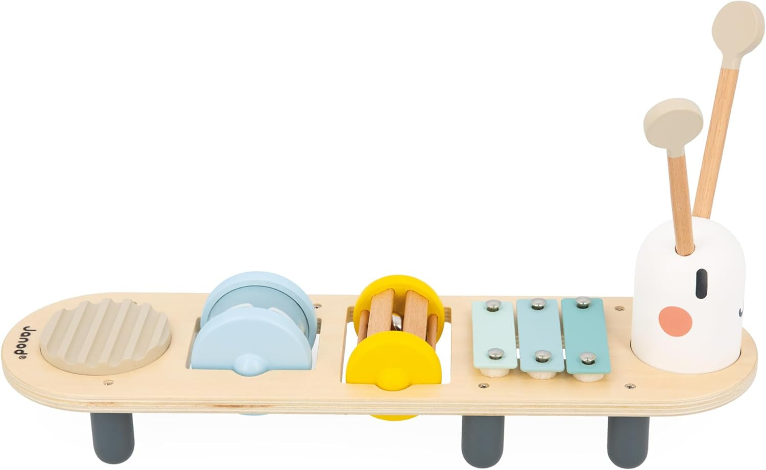 Janod - Pistes musicales Sweet Cocoon - 5 activités musicales pour les enfants - Éducation musicale précoce - Jouet en bois FSC - Dès 12 mois, J04058 Jouets pour bébés Naty Shop
