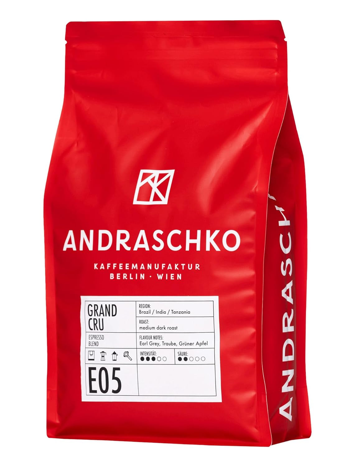 Mélange d'espresso Grand Cru - 100% Arabica du Brésil, d'Inde et de Tanzanie - fruchtig & complexe avec Earl Grey, Traube & vert Apfel - ganze Bohnen - 1kg - frisch geröstet à Berlin