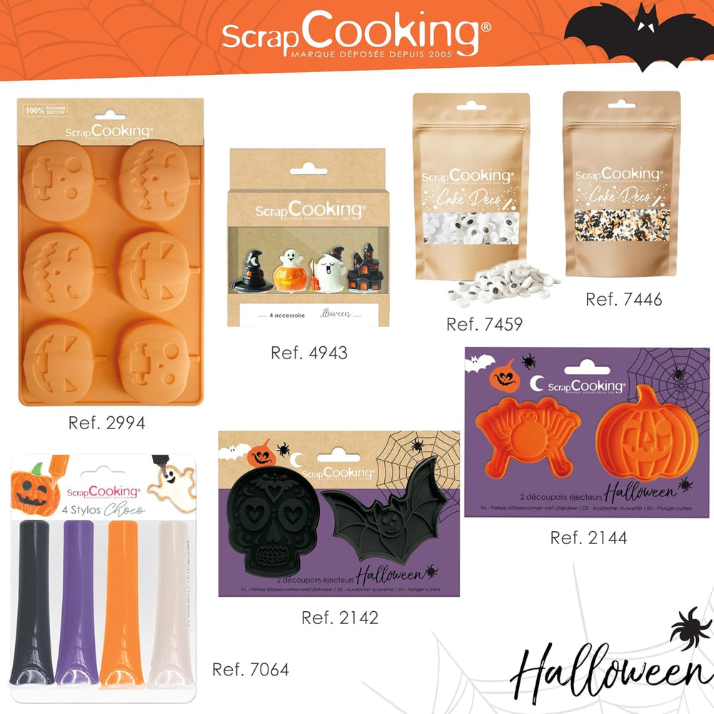 ScrapCooking - 2 Emporte-pièces Halloween – Crâne et Chauve-souris – Emporte-pièces 3D – Emporte-pièces à embosser – Crâne Mexicain – Emporte-pièces – 2142