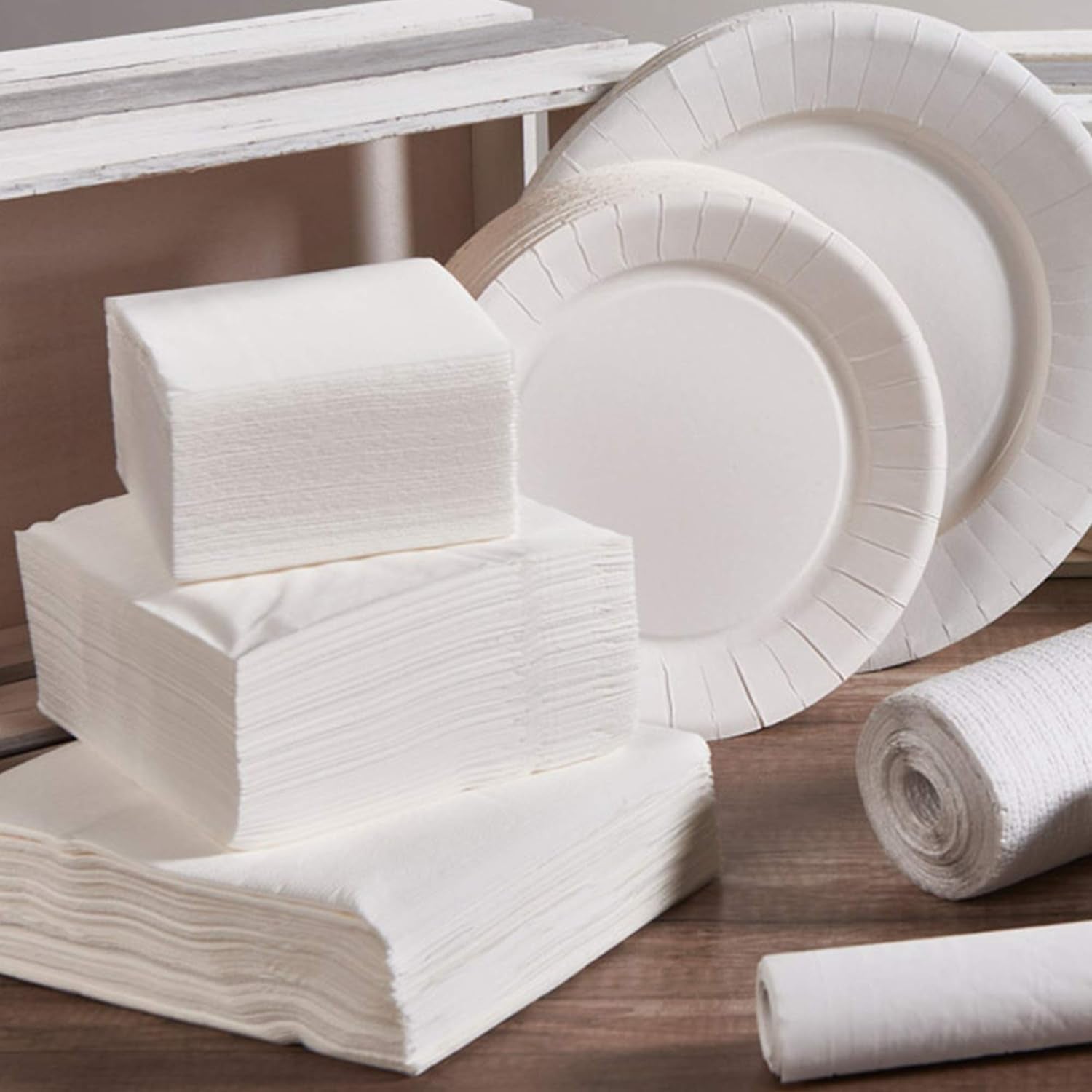 Le Napage 50 serviettes en coton 25 X 25 cm, 3 épaisseurs, FSC blanc