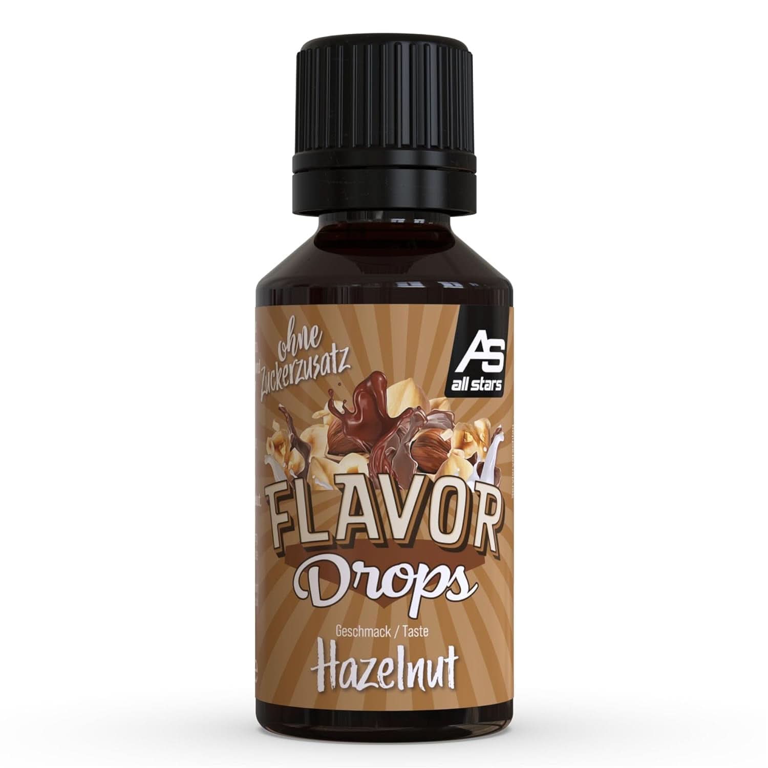 ALL STARS Flavor Drops, Gouttes aromatisées sans sucre ajouté et sans calories - Douceur et saveur pour l'alimentation, 30 ml Édulcorants Naty Shop Noisette 30 ml