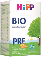 Le lait infantile bio HiPP PRE (4 x 600g), dès la naissance, ne contient que du lactose comme glucide, de la meilleure qualité biologique