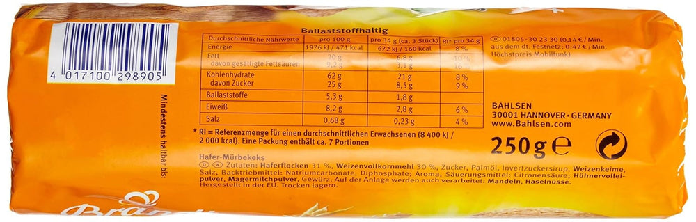 Bahlsen Hobbits Crunchy - Paquet de 18 - Boîte de rangement - Biscuits à grains entiers à l'avoine à haute teneur en fibres (18 x 250 g)