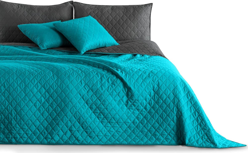 Couvre-lit DecoKing 200 X 220 Cm Graphite Anthracite Gris Argenté Couvre-lit double face facile d'entretien Axel Lits et Couvertures Besuche den DecoKing-Store Axel Petrol Graphite 220 X 240 Cm