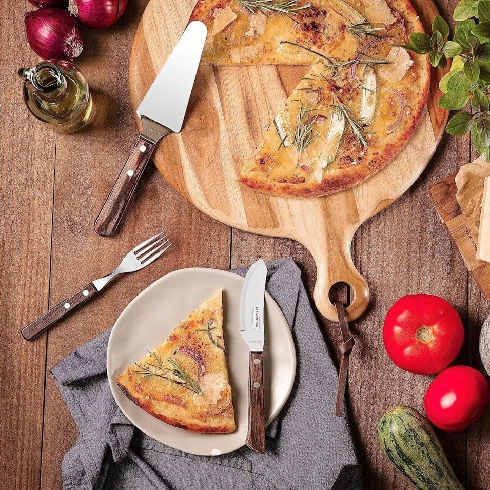 Tramontina PIZZA Besteck, 8-Tlg Set, Für 4 Personen, Rostfreier Edelstahl, Fsc-Zertifizierte Holzgriffe, Spülmaschinenfest Kitchen Naty Shop