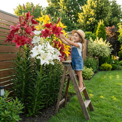 Collection de bulbes de lys géants (15 bulbes de fleurs), 5 variétés parfumées, 5 de chaque couleur, mélange de plantes vivaces hollandaises pour le jardin (grands bulbes, sans pépins)