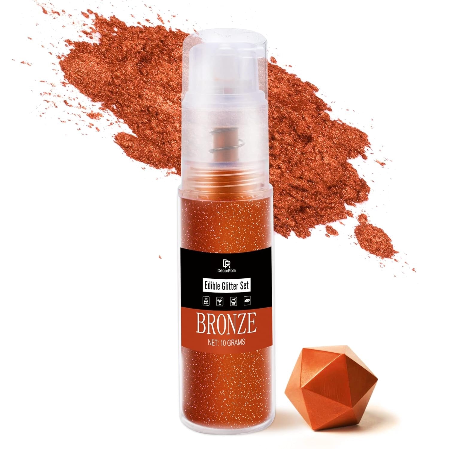 DecoRom, paillettes comestibles, poudre, 10 grammes Glitter Naty Shop Bronze