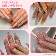 Ongles courts à couverture complète 120 pièces bouts d'ongles courts en forme d'amande bouts d'ongles courts en forme d'amande en gel souple 12 tailles bouts d'ongles courts préformés semi-mats pour ongles en gel