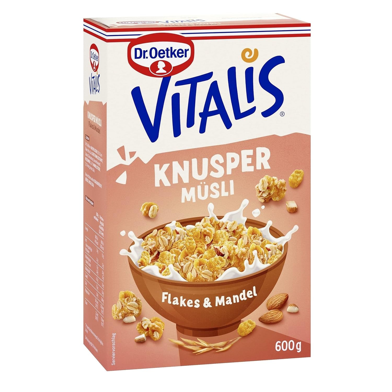 Dr. Oetker Vitalis Crunchy Flakes : Muesli croquant avec corn flakes et morceaux d'amandes, paquet de 5 (5 x 600g)