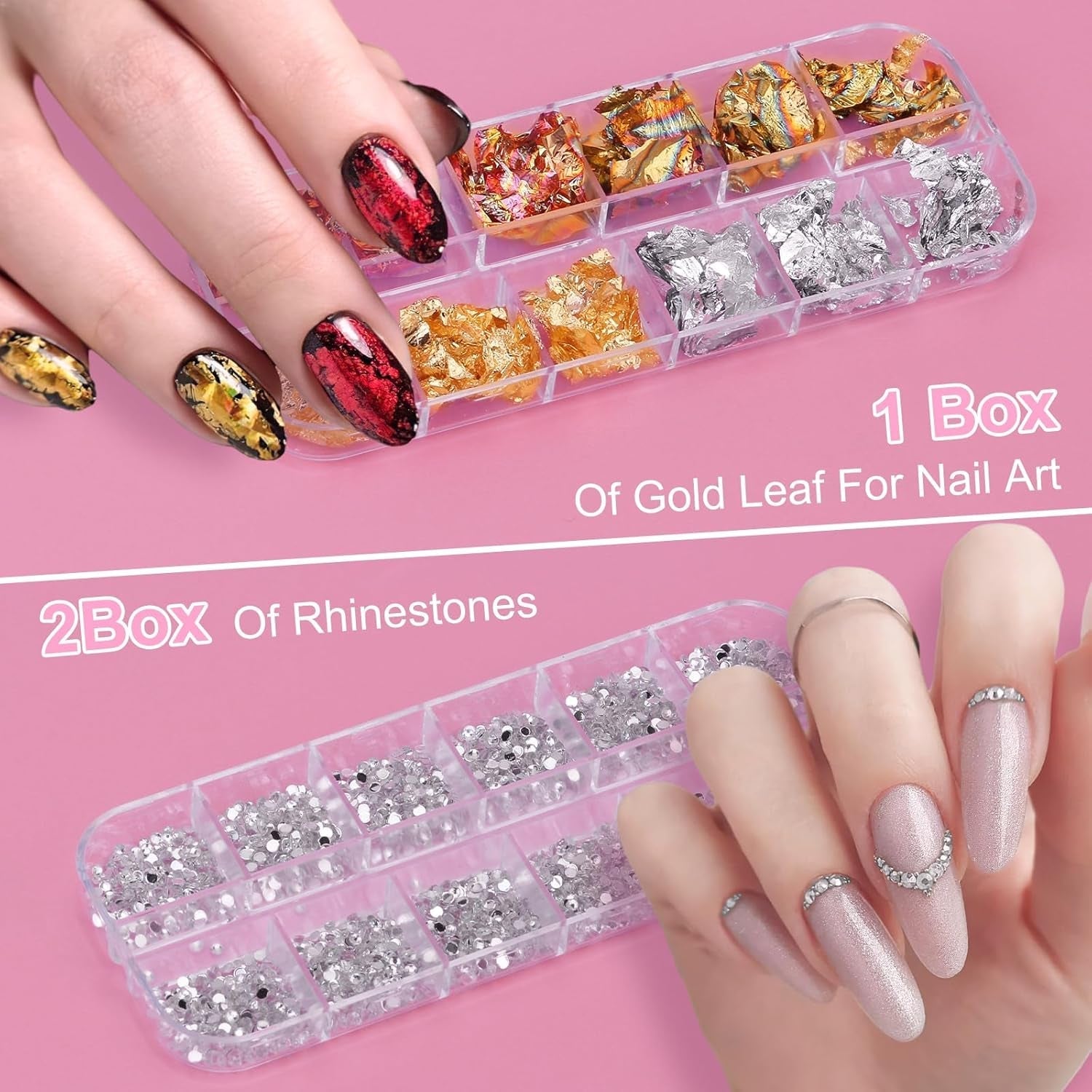 53 autocollants de perles, ensemble de pinceaux et de décorations pour nail art, 15 pinceaux, 5 stylos à points, strass, or noir pour l'art de l'art, les paillettes, les travaux d'art et les ensembles de décorations