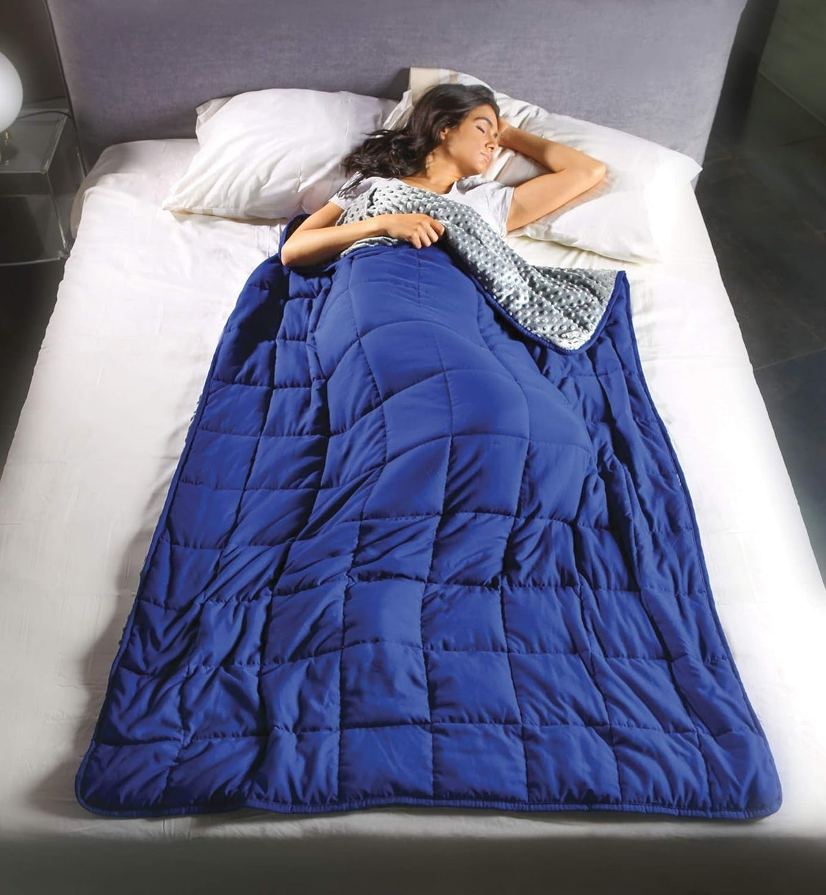 Kanguru Calmya, Couverture lestée 10,5 kg, Vous aide à vous endormir et à mieux dormir, Convient aux personnes pesant plus de 90 kg Couettes et couettes Naty Shop Bleu/Gris 10,5 kg 120X180